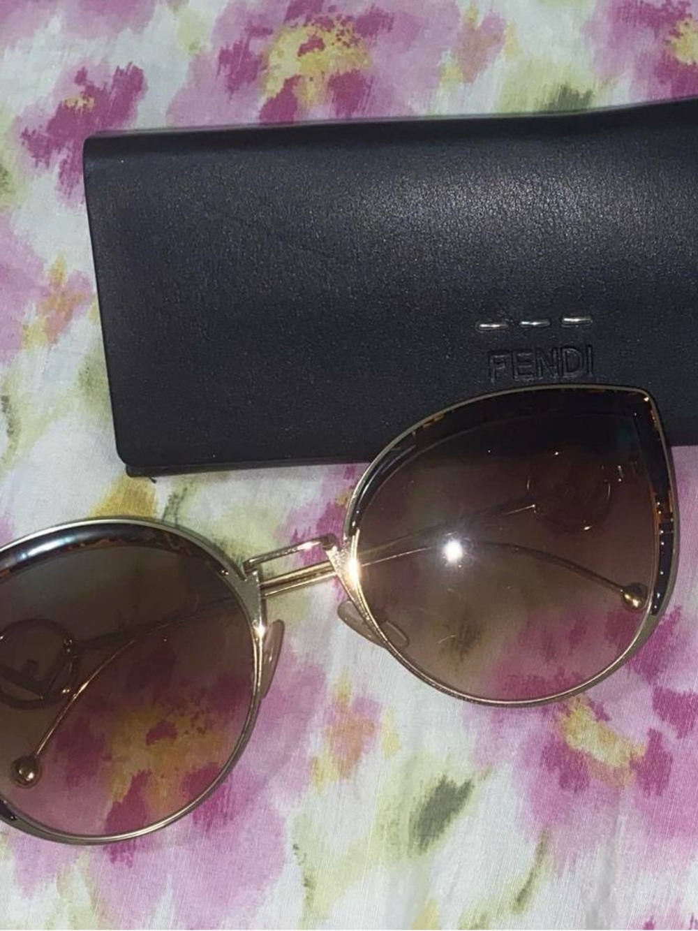 Fendi Gold Frame Brown Gradient Lens Sunglasses
